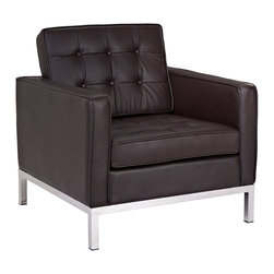 Florence Style Brown Leather Armchair - Armchairs And Accent Chairs