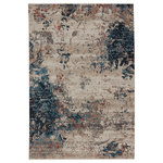 Jaipur Living - Vibe Terrior Abstract Blue and Red Area Rug, Blue and Red, 7'10"x10'10" - The Tunderra collection boasts a stunning, textural, and high-end look at accessible price. The Terrior rug showcases a painterly abstract motif, offering a hint of color in a blue, brick red, taupe, ivory, and gray colorway. This durable and easy-to-clean polyester rug is ideal for heavily trafficked rooms of the home.