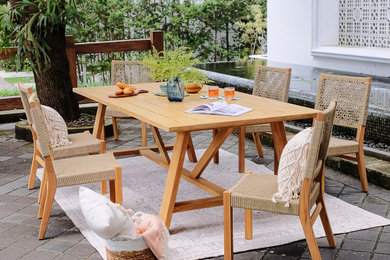 Nassau 2 Piece Teak Wood Tan Outdoor Dining Chair - Cambridge Casual