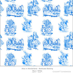 Alice in Wonderland Blue Toile Casart wallcovering pattern - Wallpaper