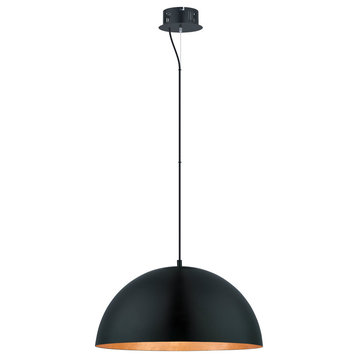 1x22.5W LED Pendant With Black and Gold Finish, 23.63", 21"