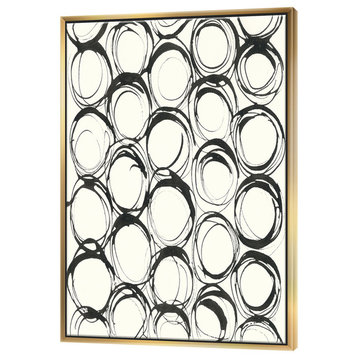 Designart Minimalist Black White Ii Transitional Canvas Art, Gold, 36x46