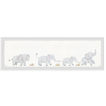 "Baby Elephant First Steps" Framed Painting Print, 45x15