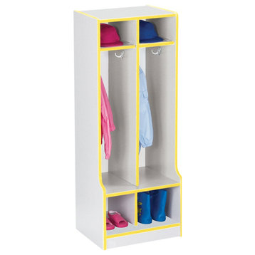 Rainbow Accents 2 Section Coat Locker with Step - Yellow