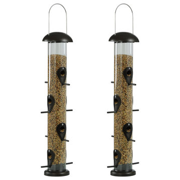 Set of Two Large Bird Feeders Brown Powder Coated