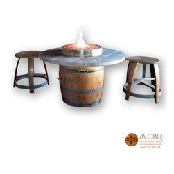 Zin Fire Pit with 2 Barstools - Fire Pits