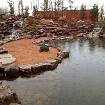 Large Pond with Several Waterfalls