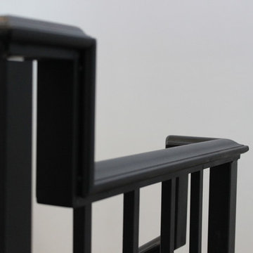 Custom Wrought Iron Dixie Cap Handrail with Square Balusters & Newels