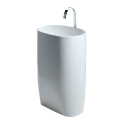 ADM Bathroom Design - ADM Oval Freestanding Pedestal Sink, White, 21" - Bathroom Sinks
