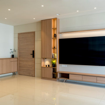 Foyer with TV unit design