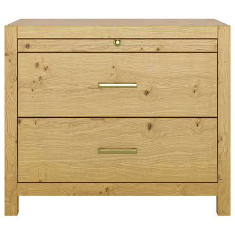 Farmhouse 31.5"W 2 Drawer Nightstand, Natural