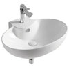 Oval White Ceramic Wall Mounted Bathroom Sink, One Hole