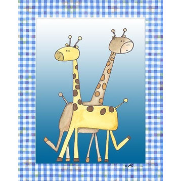 Two by Two Blue - Giraffe, Ready To Hang Canvas Kid's Wall Decor, 11 X 14