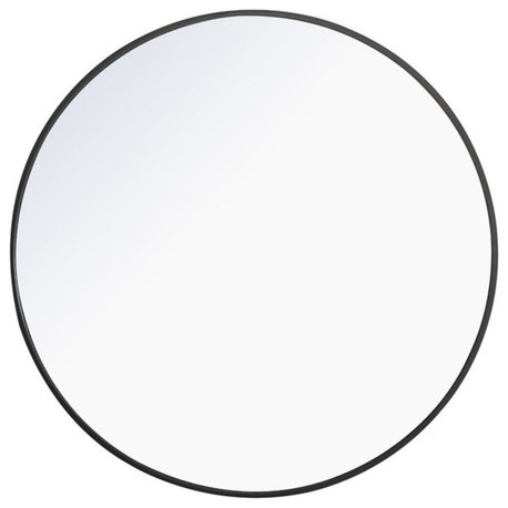 Elegant Decor Eternity 32" Round Metal Frame Mirror in Black