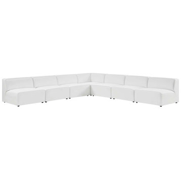 Mingle Vegan Leather 7-Piece Sectional Sofa, White
