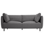 Armen Living - Serenity 79" Gray Fabric Sofa with Black Metal Legs - Embrace a plush and comfy destination with our Serenity Fabric Sofa with Black Metal Legs. With clean lines and plush contours, our sofa presents a perfect combo of modern style and comfort. The couch is perched upon black metal legs to make your living space appear open and airy. It features a sheltering silhouette to create a cozy nook for resting and relaxation. Oversized pillows and a deep padded seat complete the cozy and inviting appeal of our sofa. It includes two plush cushions to offer endless comfort with a casual and elegant appeal. Perfect for movie nights or spending some quality time with friends and family, our sofa is ideal for your formal living room, home theater, den, or family room. It is available in a variety of colors and materials to create a couch tailored for your home. The Serenity Fabric Sofa comes in Fossil Gray or Mauve velvet, or Gray Fabric with Black Metal Legs.