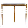 Elegant Gold White Marble Demilune Console Table Twisted Leg Half Moon Round