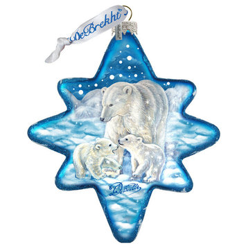 White Christmas Polar Bears North-Star Ornament