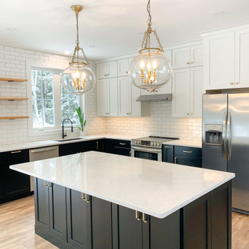 Black Bottom Cabinets with White Uppers