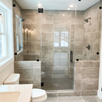Large Walk-In Shower with 2 Shower Heads