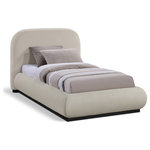 Meridian Furniture - Vaughn Bed, Beige, Twin, Chenille Fabric, Black Finish - Transform your bedroom into a cozy and inviting retreat with the Vaughn Twin Bed. With its rich beige chenille textured fabric and solid wood base in a black finish, this bed exudes a warm and inviting ambiance that will make you feel right at home. Its soft and plush surface provides a cozy and comfortable retreat, while its sturdy and durable construction ensures that you can enjoy long-lasting comfort. So go ahead, treat yourself to a restful night's sleep in this exquisite bed, and wake up feeling refreshed and rejuvenated.