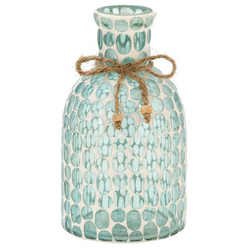 Glass, 8"H Mosaic Vase, Blue