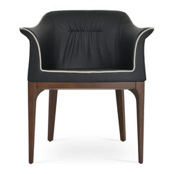 LONDON ARM WALNUT-BLACK LEATHERETTE - Dining Chairs