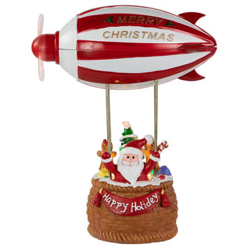 8.5" Red and White Musical and Animated Blimp Christmas Figure
