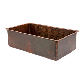 Cocina, 21-Inch Hammered Copper Kitchen Sink