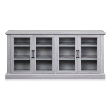 70" Rustic Wood Sideboard Stand 4 Doors Buffet Cabinet, Stone Gray