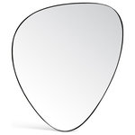 Meridian Furniture - Finch Glass Mirror With Iron Frame, Matte Black, 24" H - Restyle your walls with the Finch Mirror, a striking piece featuring a matte black finish and a unique pebble-shaped iron metal frame. This mirror's contemporary design marries sleek modernity with organic forms, creating a captivating focal point in any room. Whether hung in your entryway, living room, or bedroom, this mirror adds a touch of sophistication and artistic flair, effortlessly enhancing your space with its distinctive shape and refined finish.