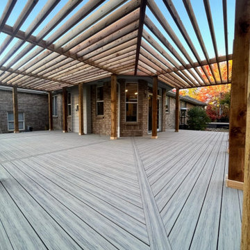 Custom Deckorators Deck and Large Cedar Pergola