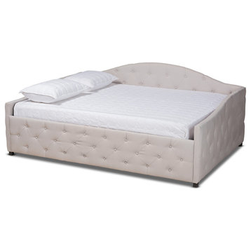Becker Transitional Beige Fabric Upholstered Full Size Daybed