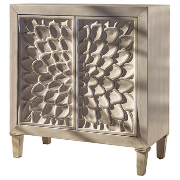 Coaster Clarkia Wood Accent Cabinet with Floral Carved Door White