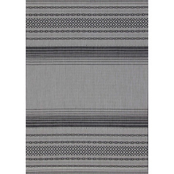 Jackson Collection Gray Black Ombre Striped Rug, 7'10"x10'6"