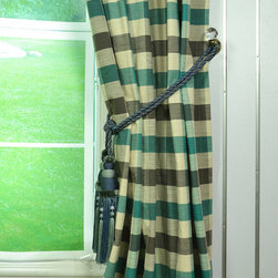 Paroo Cotton Blend Blod-scale Check Double Pinch Pleat Curtains & Drapes Tassel - Curtains