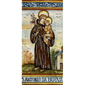 Italian Ceramic Tile, St. Anthony of Padova, Patron Saint of Lost Things