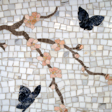Cherry Blossom Inspired Custom Kitchen Backsplash