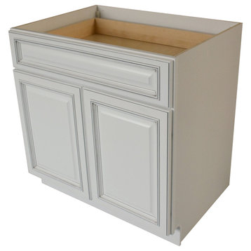 Sunny Wood RLB33-A Riley 33"W x 34-1/2"H Double Door Base Cabinet - White