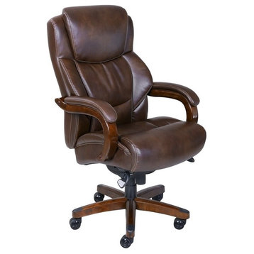 La-Z-Boy Delano Faux Leather Executive Office Chair in Chestnut Brown