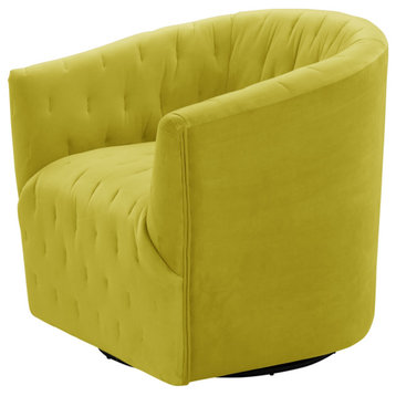 Rustic Manor Evelina Accent Chair Upholstered, Velvet, Yellow