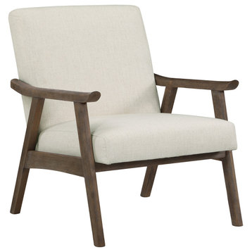 Weldon Armchair, Linen Fabric With Brushed Brown Finished Frame