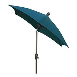 FiberBuilt Umbrellas LLC - 7.5 Foot Hexagonal Forest Green Outdoor Patio Umbrella with Tilt - Outdoor Umbrellas