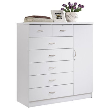 Bowery Hill 7 Drawer Chest with Locks on 2 Drawers and 1 Door in White Wood