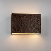 Ambiance ADA Outdoor Ceramic Rectangle Wall Sconce With Open Top/Bottom, LED, Hammered Brass