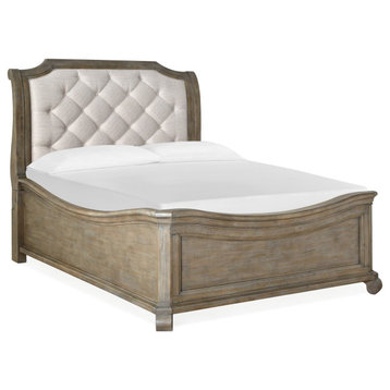 Complete King Sleigh Bed With Shaped Footboard