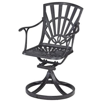 Homestyles Grenada Aluminum Outdoor Swivel Rocking Chair in Charcoal