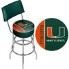 Bar Stool - University of Miami Text Stool with Foam Padded Seat and Back