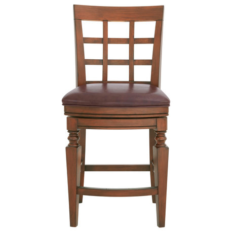 Napa Bar Stool With Back, Mahogany, 1, Counter Height