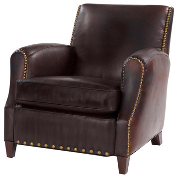 Simon Retro Leather Chair, Dark Brown